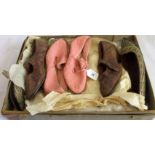 A pair of ladies early 20th century salmon pink shoes by Slade of Cheltenham, Worcester and Cardiff,
