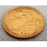A 1911 gold half-sovereign.