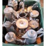 A collection of miscellaneous 20th century reproduction-style pewter items,