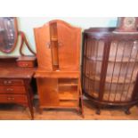 A 1930's walnut bureau bookcase.