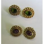 A pair of single stone peridot earrings,