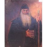 A 19th century unframed oil on canvas 'The Wizard', indistinctly signed, 60cm x 45cm.