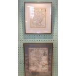 Two framed and glazed maps of Bedfordshire
