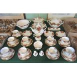 A Royal Albert Old Country Roses tea service, comprising: tazza, teapot, milk jug, sugar bowl,