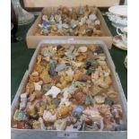 Two trays of Wade Whimsies, to include: pigs, cats, dogs, nursery rhyme figures and other items.