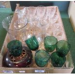 A box of miscellaneous glassware.