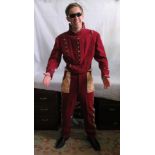 A burgundy two piece Button's costume, hidden zips open to reveal all the buttons for Ball scene,