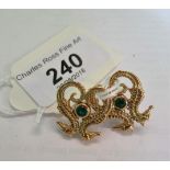 A pair of 18ct gold and emerald seahorse earrings,