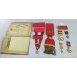 A collection of medals, sashes, certificates relating to The Royal Antediluvian Order of Buffaloes.