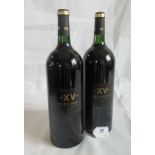 Two 1500ml bottles of Le XV Du President 2014 red wine.