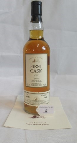 A bottle of 1978 First Cask Glenlossie Speyside Single Malt Scotch Whisky.