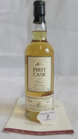 A bottle of 1979 First Cask GlenAlbyn Highland Single Malt Scotch Whisky.