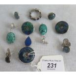 A small quantity of lapis lazuli and gem set jewellery, comprising: four pairs of earrings,