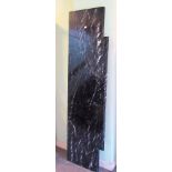 A large piece of black veined marble.