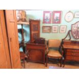 Seven items of miscellaneous furniture, to include: mahogany hall chair (AF),