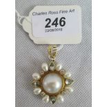 Pippa Ramsay-Rae: A diamond pearl and aquamarine pendant,