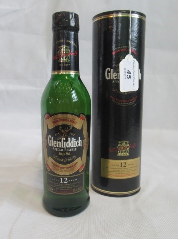 A half bottle of Glenfiddich 12 Year Old Special Reserve Scotch Whisky.