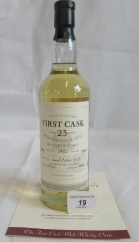 A bottle of 1985 First Cask Linkwood Speyside Single Malt Scotch Whisky.