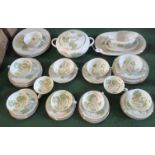 A part Bavarian tea service with foliate decoration, comprising: soup bowls, dinner plates,