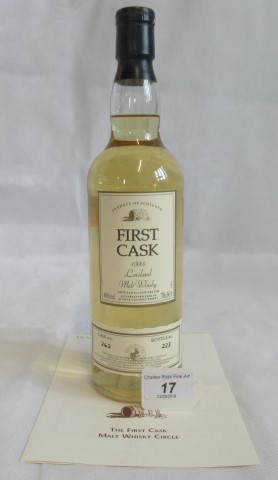 A bottle of 1984 First Cask Auchantoshan Lowland Single Malt Scotch Whisky.