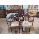 A collection of five miscellaneous chairs, to include: an oak dining chair,