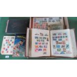A quantity of GB and All World stamps, together with an album of cigarette cards.
