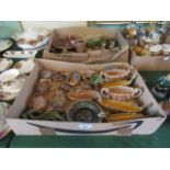 Two boxes of Wade Whimsies, to include: tortoises, Viking long ships,