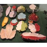 An extensive collection of Carltonware leaf pattern dishes, various colours, shapes and designs.