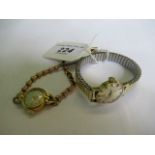 Omega: A lady's gold wristwatch, circular dial, baton numerals, gilt bracelet,