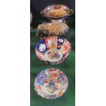 Four items of decorative china, to include: a Noritake twin handled bowl on stand,