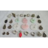 A quantity of silver and white metal, stone set pendants, rings and earrings.
