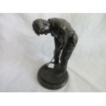 After the Antique, a 20th century bronze model figure of a golfer on marble base.
