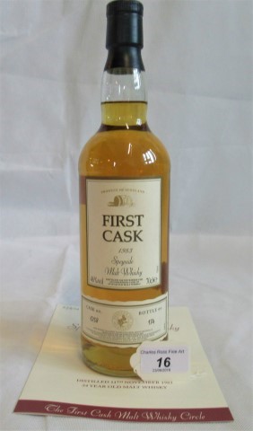 A bottle of 1983 First Cask Miltonduff Speyside Single Malt Scotch Whisky.