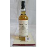 A bottle of 1990 First Cask Glen Garioch Highland Single Malt Scotch Whisky.