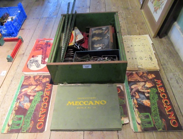 A quantity of Meccano, to include: motorized drive wheel (working), wheels, axles, spanners,