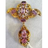A mid-19th century gem set mourning brooch come pendant,