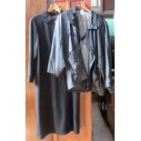 A gentleman's leather jacket, together with a lady's full length black coat.