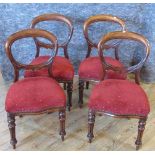 A set of four 19th century balloon back dining chairs,