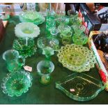 A large collection of 1930's green glass, to include: sundae dishes, bowls,