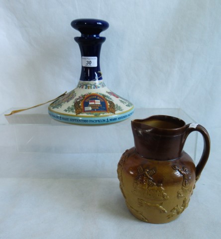 A Wade ship's decanter, decorated with Royal Britannia, Lord Nelson and British Navy Pusser's Rum,