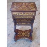 A 19th century rosewood and marquetry inlaid sewing table,