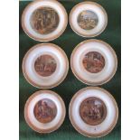 A collection of six 19th century Prattware plates,