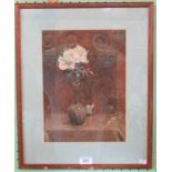 A framed and glazed watercolour, still life flowers in a vase, with the inscription to A C Ferguson,