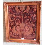 An 18th century framed and glazed needlework, possible Portuguese, woven as a faux armorial.