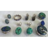 A small quantity of lapis lazuli and gem set jewellery, comprising: four pairs of earrings,