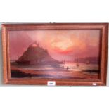 A 19th century gilt framed oil on canvas of St Michael's Mount, signed Millson Hunt.