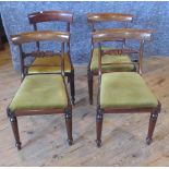 A set of three 19th century bar back dining chairs, with upholstered drop-in seats,