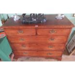 A 19th century mahogany chest of two short and three long graduated drawers on ogee bracket feet.