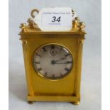 A late 20th century gilt metal carriage clock.