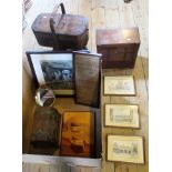 A Victorian miniature mahogany chest of drawers, together with an oak domed trunk,